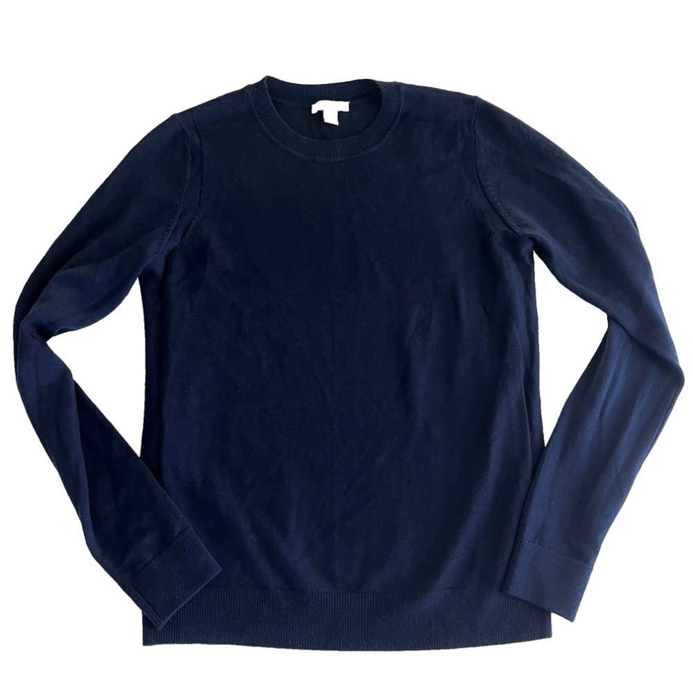 GAP Navy Merino Wool Pullover Sweater Lightweight Classic Knit Crewneck Sz S